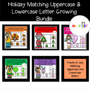 Preview of Holiday Matching Uppercase and Lowercase Letters Growing Bundle