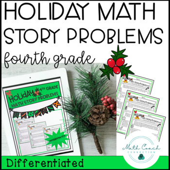 Preview of 4th Grade Holiday Math Story Problems | Fourth Grade Math Word Problems