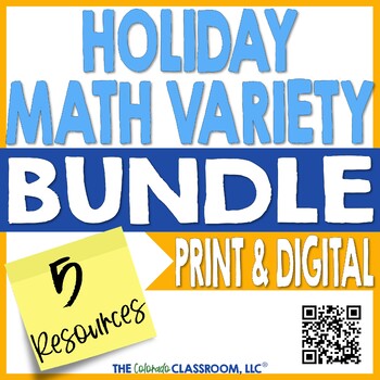 Preview of Holiday Math Activities Bundle - Decimals Expressions Ratios Time Statistics