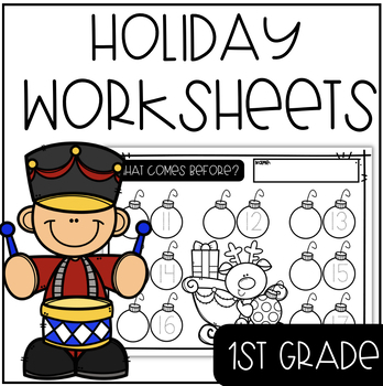 Preview of Festive Fun for First Graders: Holiday Literacy and Math No Prep Printables!