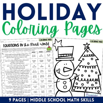 Preview of Christmas Math Bundle | Middle School Coloring Pages