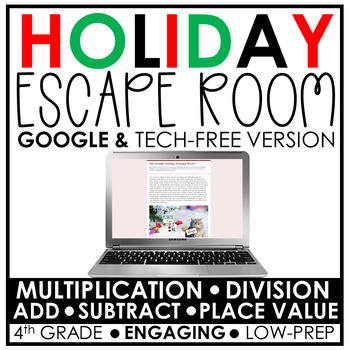 Preview of Holiday Math Escape Room | 4th Grade