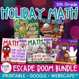 Holiday Math Escape Room Bundle 5th Grade Digital Valentines Day