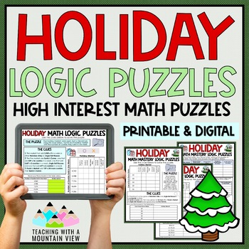 Preview of Winter Holiday Math Logic Puzzles Activities for Critical Thinking | Enrichment