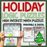 Winter Holiday Math Logic Puzzles Activities for Critical 