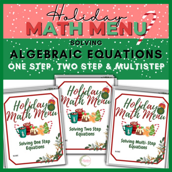 Preview of Holiday Math Menu Activity Bundle // One, Two & Multistep Equations