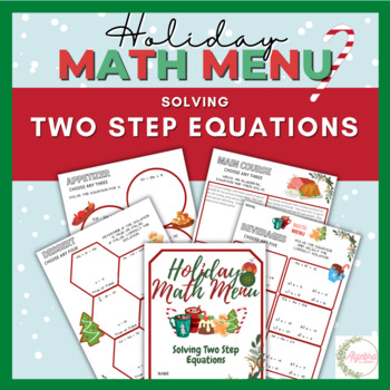 Preview of Holiday Math Menu Activity // Solving Two step Equations