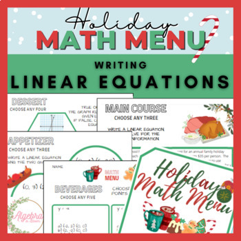 Preview of Holiday Math Menu Activity // Writing Linear Equations