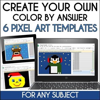 Preview of Holiday Pixel Art Templates | Create Your Own Color by Answer Digital Resources