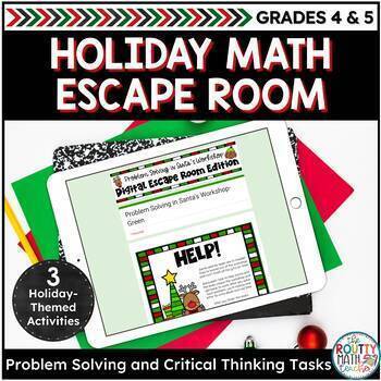 Preview of Holiday Math Problem Solving Activities: Christmas Digital Escape Room