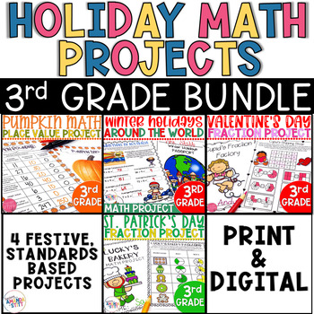 Preview of Holiday Math Project Bundle - Math Activities for 3rd Graders
