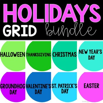 Preview of Holiday Math Puzzles - Christmas ELA Activities New Year's Groundhog Day Easter