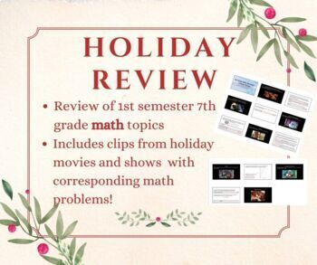 Preview of Holiday Math Review 7th Grade/Middle School Math (Semester 1) Christmas Activity