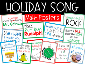 Preview of Holiday Math Song Posters - Christmas, Winter Snow, Hanukkah