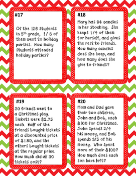 Christmas Math Task Cards - 4th, 5th, 6th Grades by 4everTeacherAnna