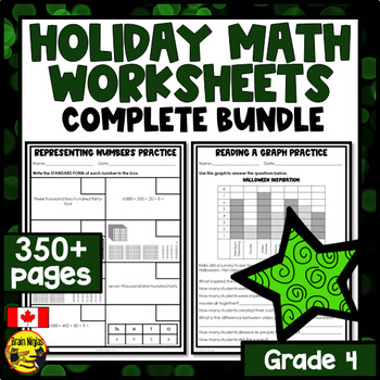 Preview of Holiday Math Worksheets | Numbers to 10 000