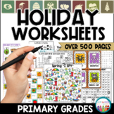 Holiday Math and Literacy Worksheets | Sub Tub Primary Hol