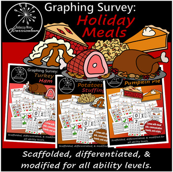 Preview of Holiday Meals Surveys | Graphing Survey | Comparison | Special Education