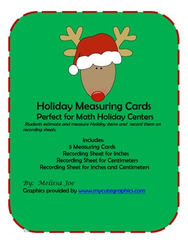 Preview of Measuring Cards with Recording Sheet December Theme