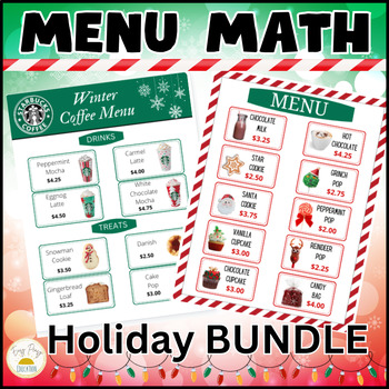 Preview of Holiday Menu Math Bundle  | Vocational & Life Skills  |  Money  | Reading a Menu