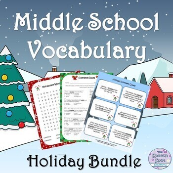 Preview of Holiday Middle School Tier 2 Vocabulary Context Clues Activity BUNDLE
