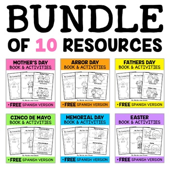 Preview of Spring Activities and Book Bundle + FREE Spanish