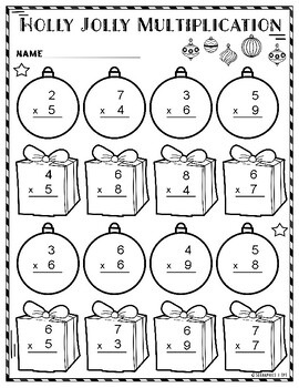 Holiday Multiplication Practice - Christmas, worksheets, math, multiplying