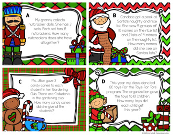 Holiday Multiplication and Division Word Problem Task Cards by Kim Solis