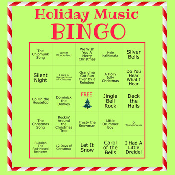 Preview of Holiday Music Bingo - Christmas Bingo Printable