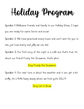 Preview of Holiday Music Program (Songs, Scripts & Poetry)