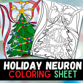 Preview of Holiday Neuron and Neuroglia Coloring Sheet - Nervous System - Human Anatomy