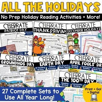 Preview of  Memorial Day Reading Comprehension Passages End of the Year Holiday Activities