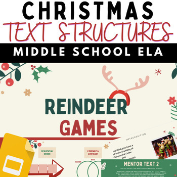 Preview of Holiday Nonfiction Text Structure Activity - Reindeer Games Christmas Theme