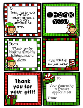 Holiday Note Cards, Thank You Cards, and Gift Tags - Editable | TpT