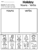 Holiday: Nouns and Verbs Picture Sort (with words)