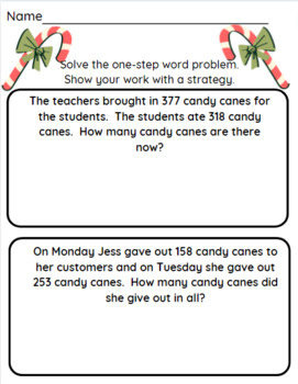 Holiday One-Step 3-Digit Word Problems WITH Regrouping by The Teachers ...