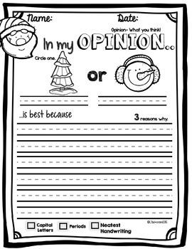 Holiday Opinion Writing by Pencils and Panthers | TPT
