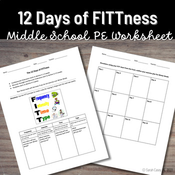 Preview of PE Worksheet: FITT Principle - Christmas Themed Fitness Activity