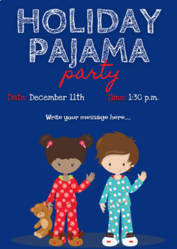 Editable Pajamas drive PJ party flyer sleepwear required 