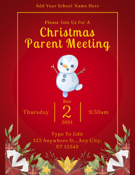 Preview of Holiday Parent Engagement Flyers (6)- Fully Customize your Flyer Ready to Edit!