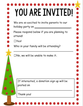 Preview of Holiday Party Family Invitation- EDITABLE!