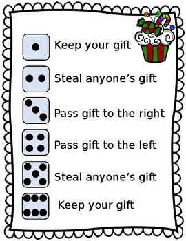 Holiday Party Gift Passing Dice Game by One Creative Counselor | TpT