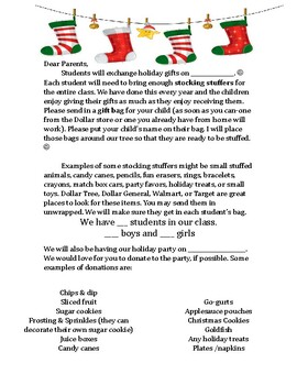 Holiday Party Parent Letter by NoRainNoRainbows | TpT