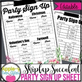 Holiday Party Sign Up Sheet | Shiplap and Succulent