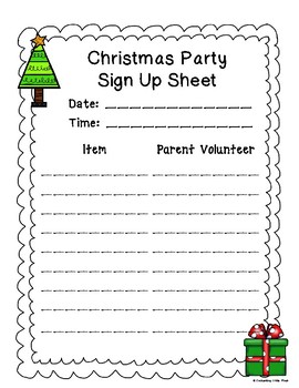 Holiday Party Sign Up Sheets by Enchanting Little Minds | TPT