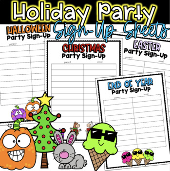 Preview of Holiday Party Sign Up Sheets