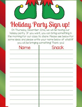Holiday Party Sign up! by Kristy Creates That | TPT