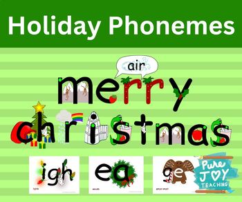 Preview of Holiday Phonics Visuals: Phoneme Grapheme Picture Embedded Christmas Words
