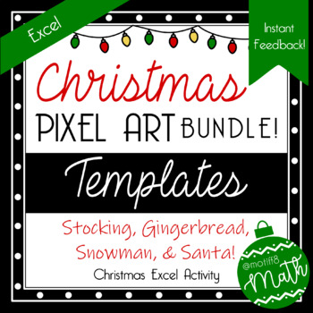 Preview of Holiday Pixel Art Templates | 4 Excel Spreadsheets | Any Grade & Subject