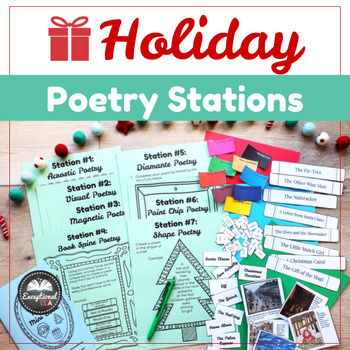 Preview of Holiday Poetry Stations for Secondary ELA - Fun activities before winter break